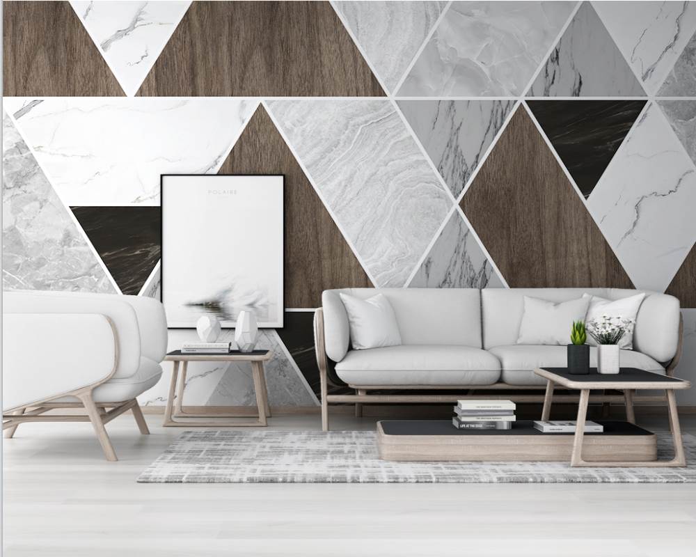 3D Wallpaper Matrix III Geometric Marble